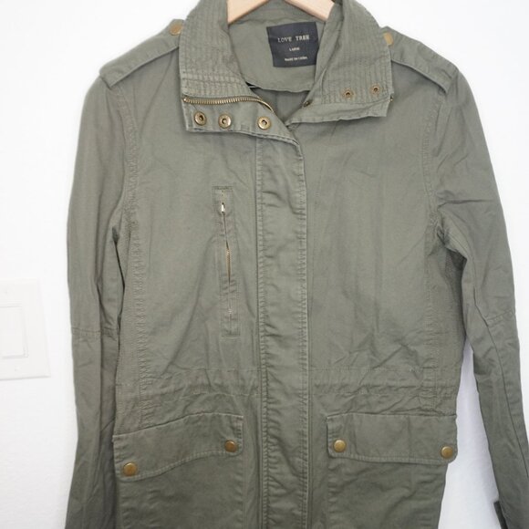 Love Tree: Green Zipper & Button up Jacket - Picture 3 of 7